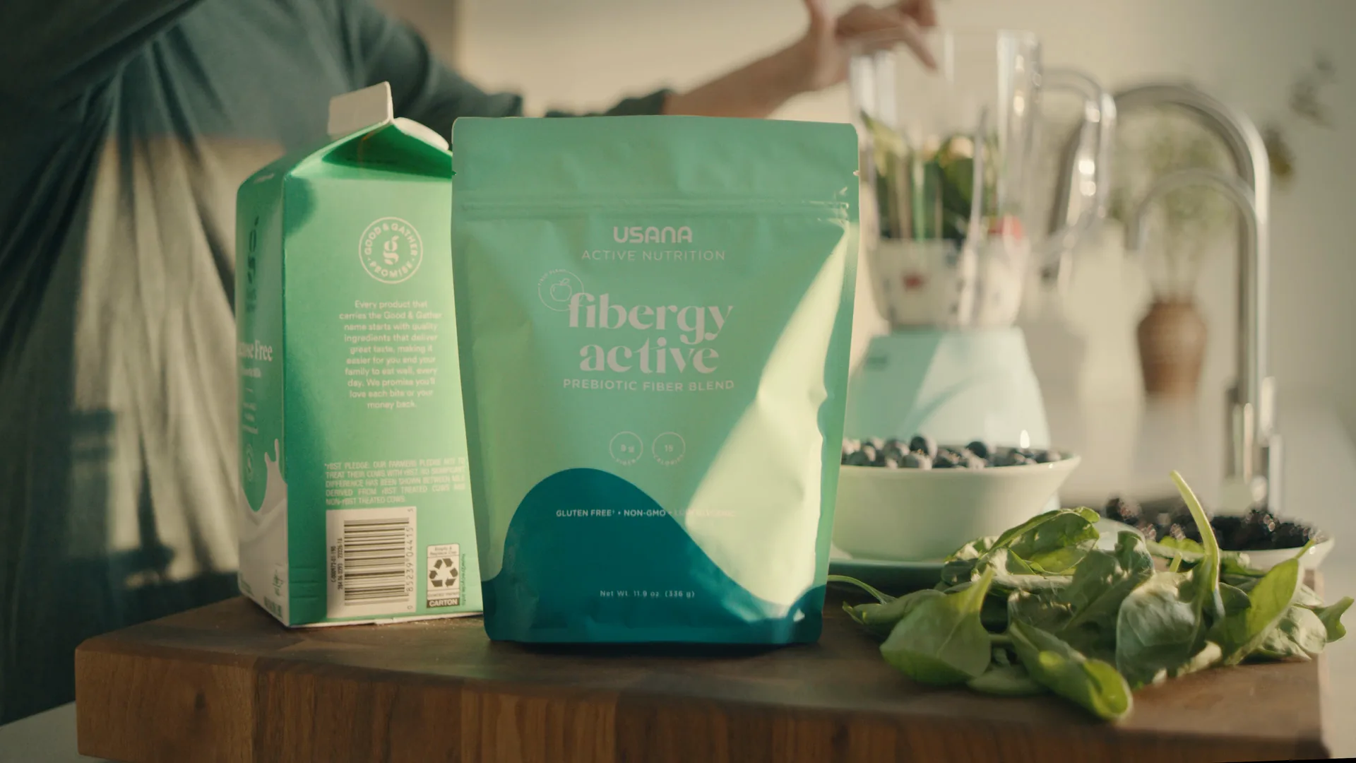 Active Nutrition pouches beside a blender