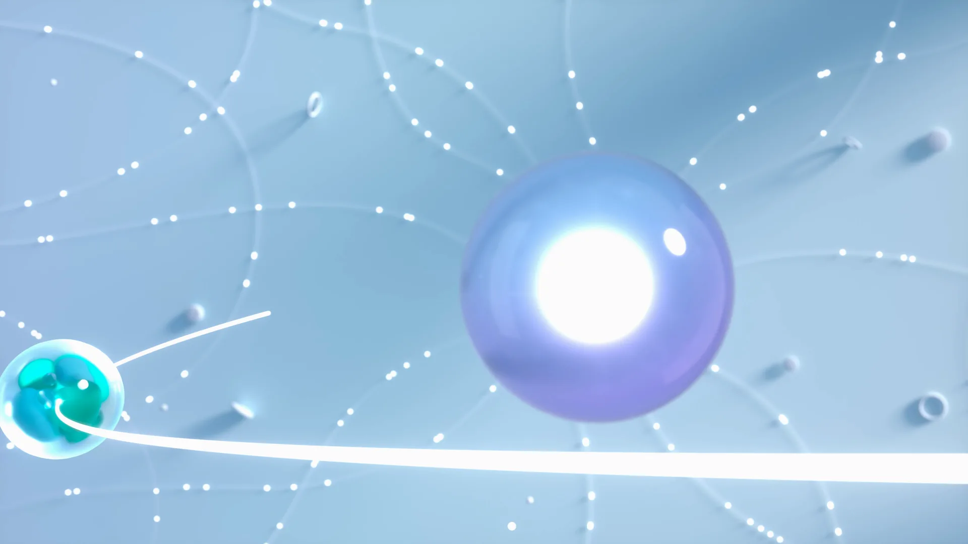 Animated cell with orbiting particles