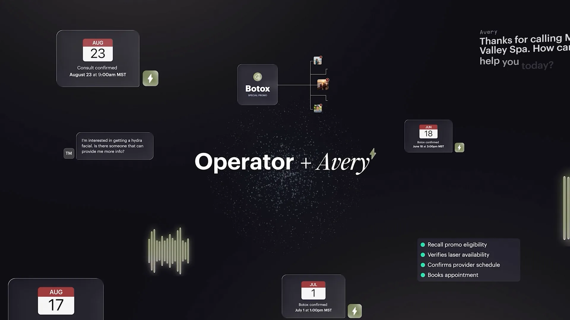Operator and Avery title with floating interface cards