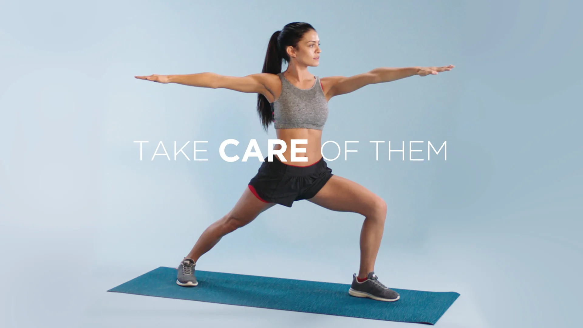 Woman in a lunge: Take care of them